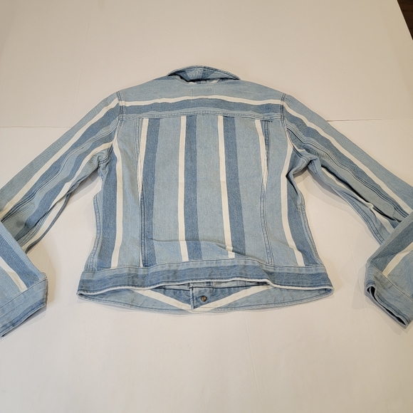 G-Star Raw 3301 Vesp Blue Striped Denim Trucker Jacket Size Small NWT! - Picture 16 of 17